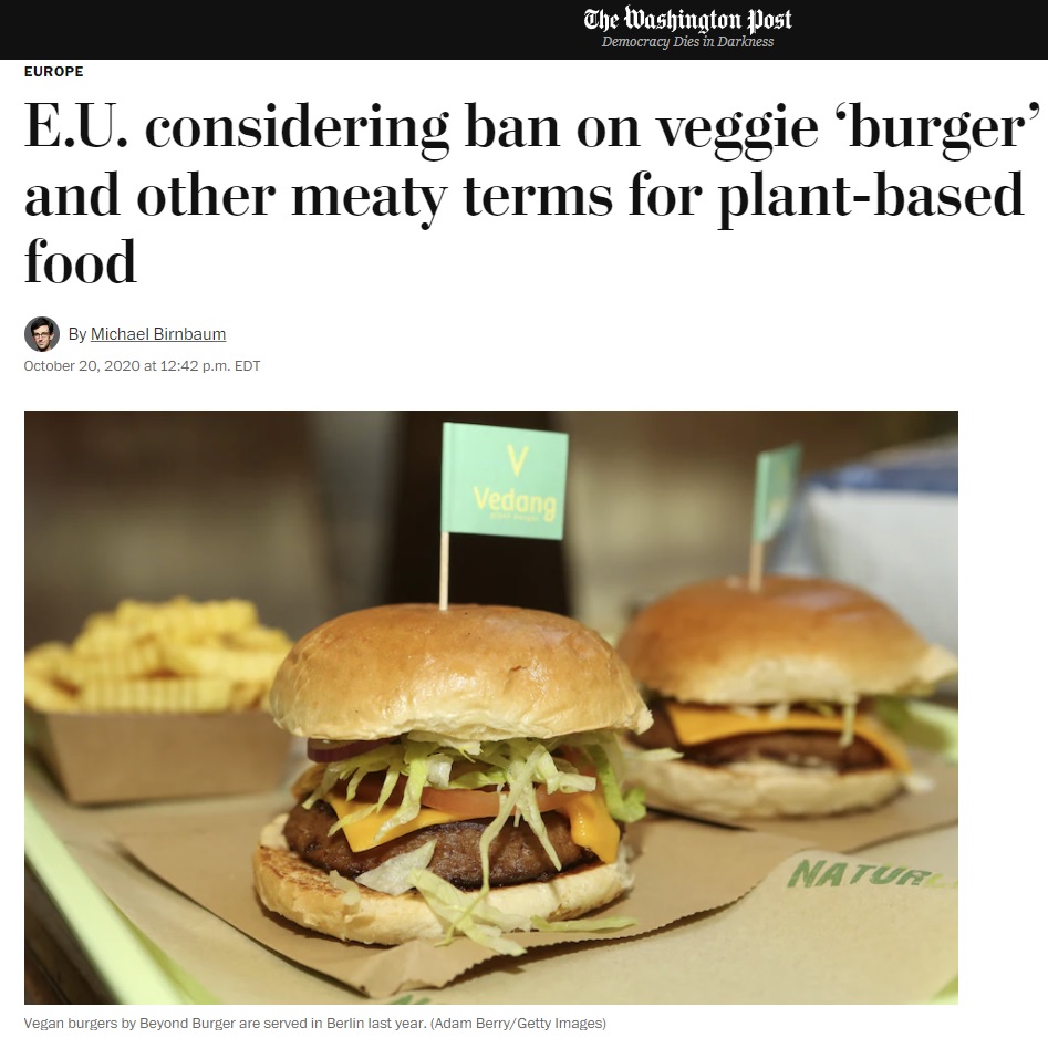 E.U. considering ban on veggie ‘burger’ and other meaty terms for plant-based food